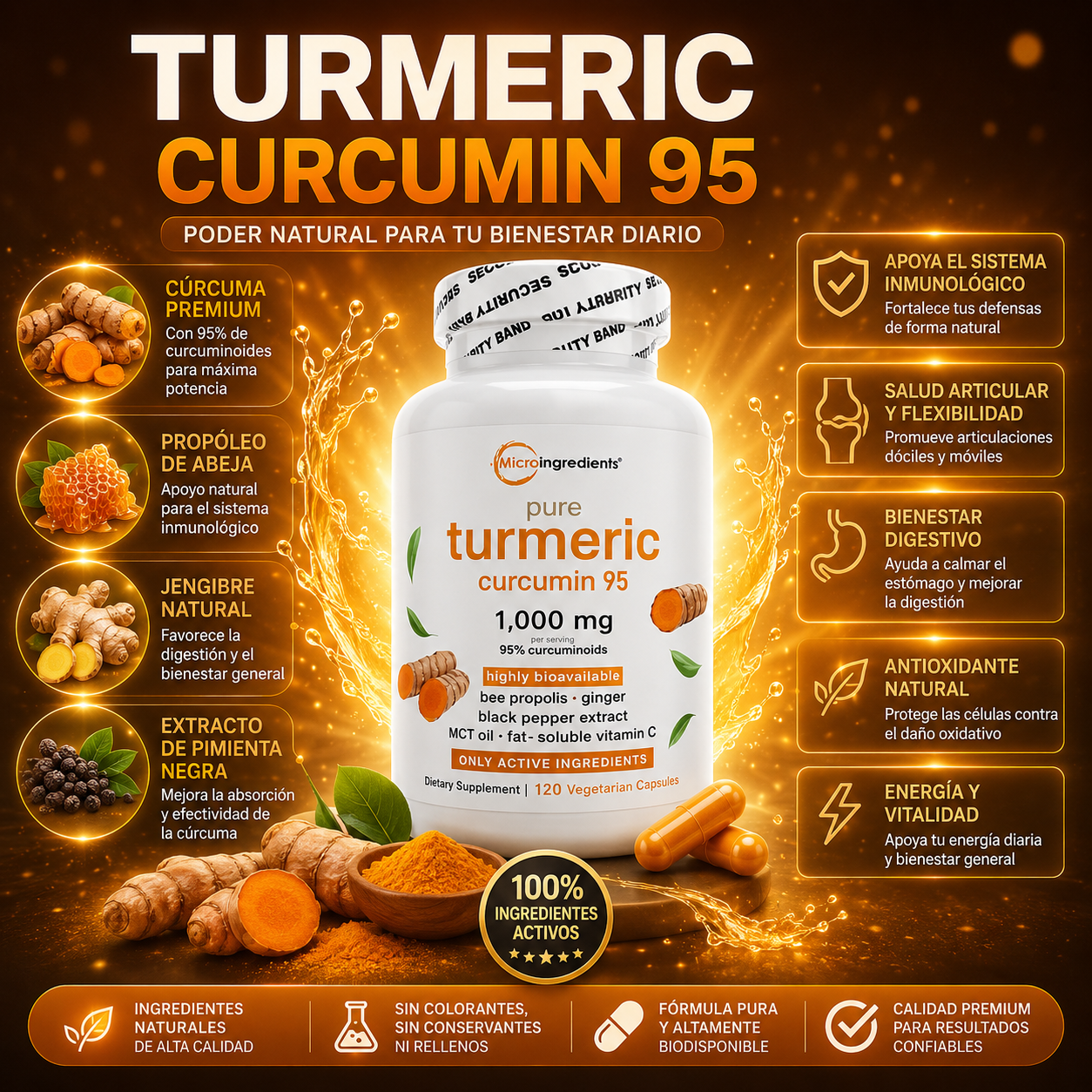 Cúrcuma 95™️ – Turmeric 95% Concentrado para Articulaciones, Energía y Bienestar Diario