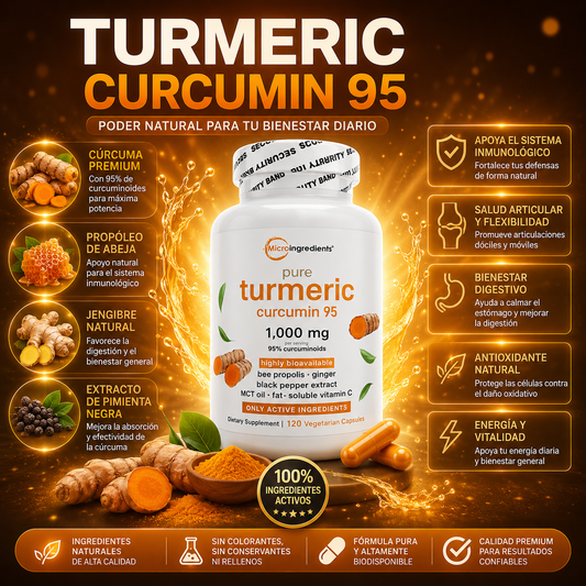 Cúrcuma 95™️ – Turmeric 95% Concentrado para Articulaciones, Energía y Bienestar Diario