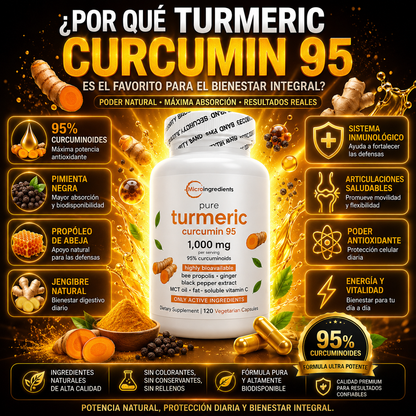 Cúrcuma 95™️ – Turmeric 95% Concentrado para Articulaciones, Energía y Bienestar Diario