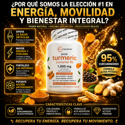 Cúrcuma 95™️ – Turmeric 95% Concentrado para Articulaciones, Energía y Bienestar Diario