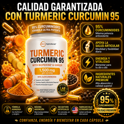 Cúrcuma 95™️ – Turmeric 95% Concentrado para Articulaciones, Energía y Bienestar Diario
